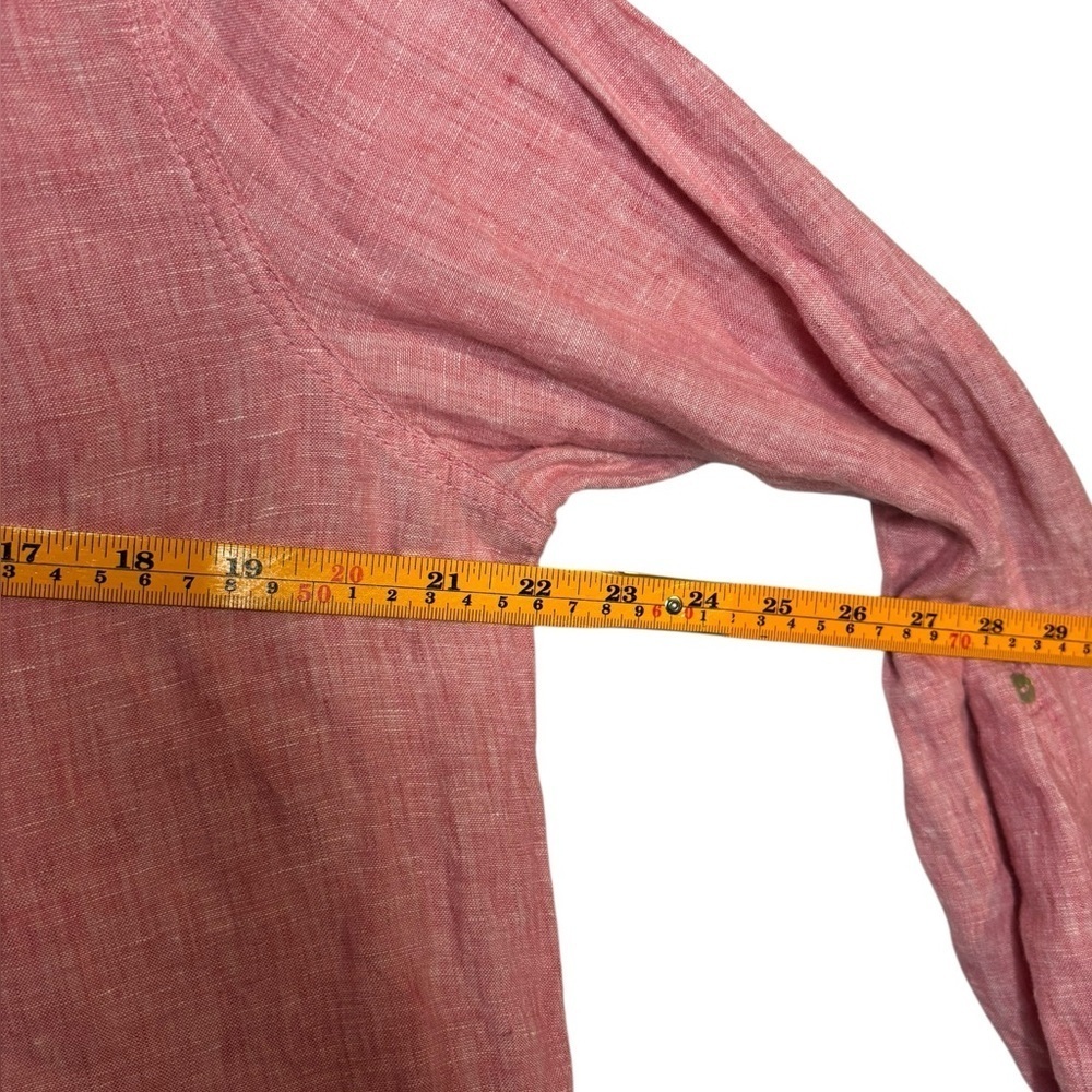 ANTIBES BLANC Linen Casual Salmon Pink Popover Blouse Size XL - Picture 10 of 12